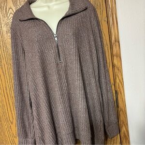 Women's Brown Half-Zip Sweater